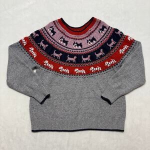 Holiday Time Fair Isle Dog Metallic Ugly Christmas Sweater Size XL (16-18)